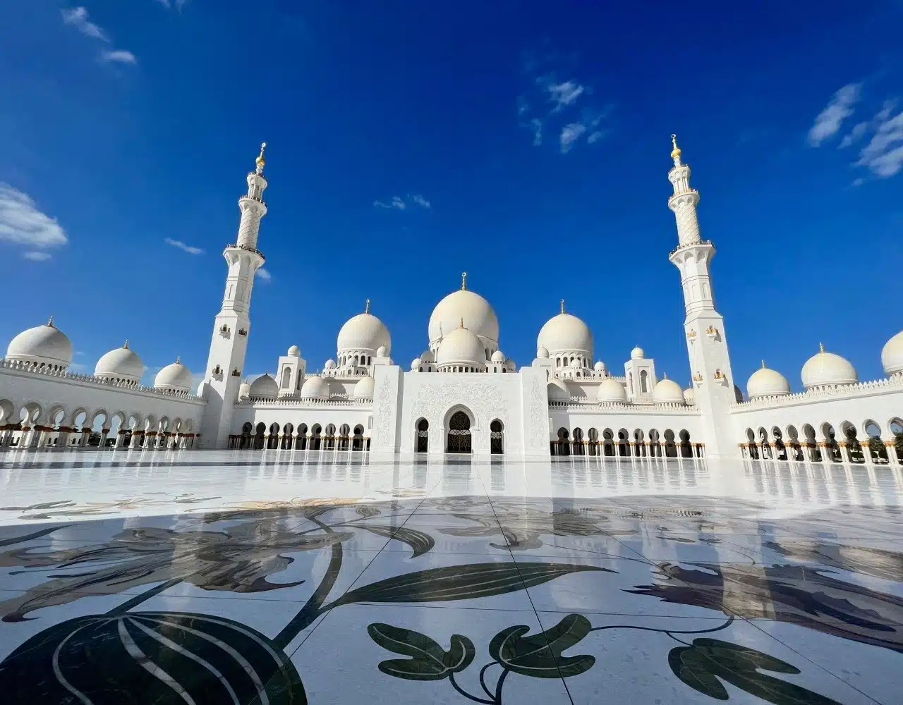 Sheikh Zayed Grand Mosque in Abu Dhabi during daylight on a private city tour